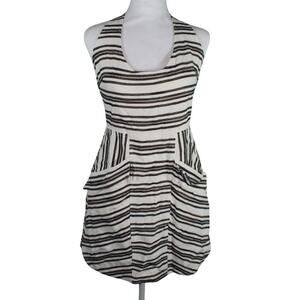 ALC Hudson Halter Mini Dress Stripe Pockets White Black *Altered* As Is Size 4